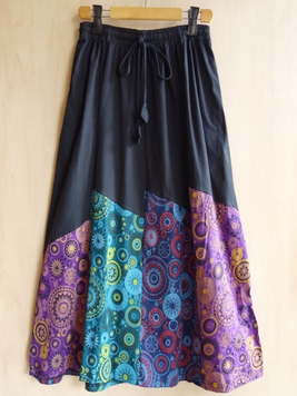 バイアスカットマンダラパッチワークスカート