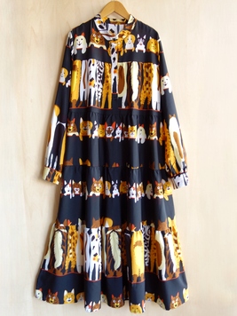 ニャンコティアードワンピース