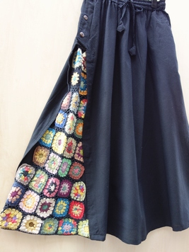 コットンクロシェパッチワークスカート