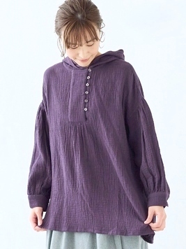 コットンダブルガーゼフードチュニック