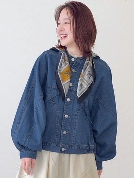 オーバーウィングデニムジャケット ☆スカーフ付き