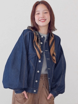オーバーウィングデニムジャケット ☆スカーフ付き