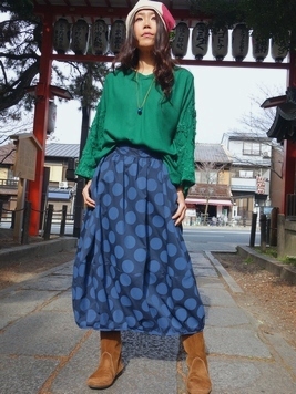 ドット柄バルーンスカート