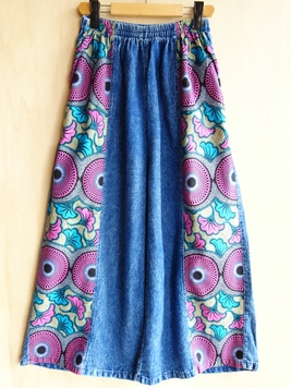 アフリカンバティックワイドデニムパンツ