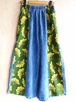 アフリカンバティックワイドデニムパンツ