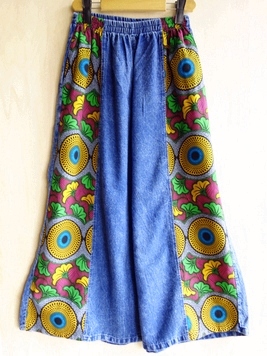 アフリカンバティックワイドデニムパンツ
