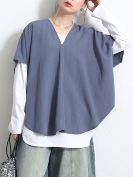 Vネックオーバーシルエットプルオーバー