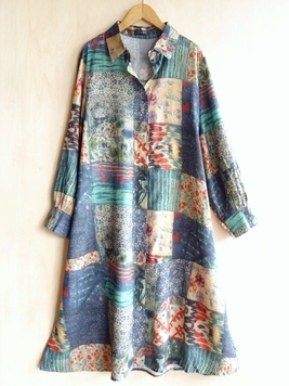 エスニカAラインシャツワンピース2