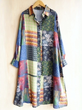 エスニカAラインシャツワンピース1