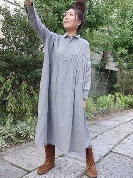 コットンダブルガーゼタックワンピース