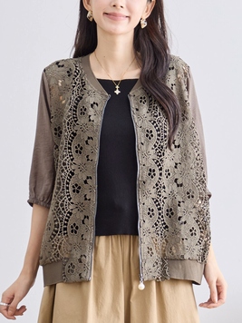 花のレースジップアップブルゾン