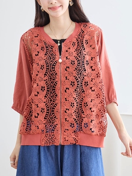 花のレースジップアップブルゾン