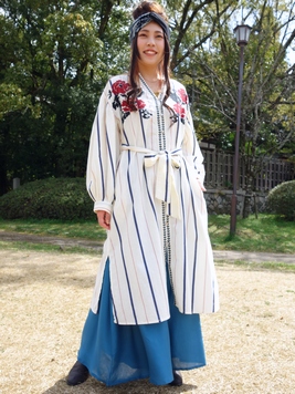 ローズ刺繍前開きワンピース 梟 通販 エスニック アジアン ナチュラル ファッション 服 雑貨 ローズ刺繍前開きワンピース 梟 通販 エスニック アジアン ナチュラル ファッション 服 雑貨