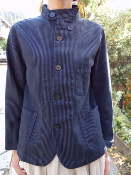 ヒッコリースタンドカラージャケット 梟 通販 エスニック アジアン ナチュラル ファッション 服 雑貨