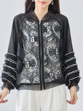 花レースとぽわんフリルスリーブブルゾン