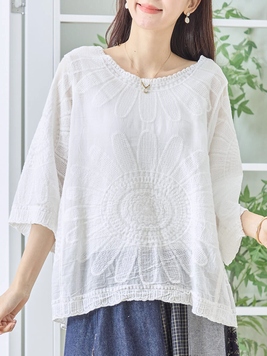 花刺繍シアープルオーバー