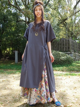 スラン刺繍ワンピース 梟 通販 エスニック アジアン ナチュラル ファッション 服 雑貨