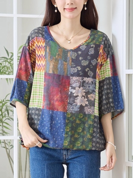 パッチワゆるコットンTOP