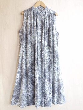 花花インドコットンボイル前開きワンピース