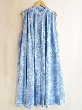 花花インドコットンボイル前開きワンピース