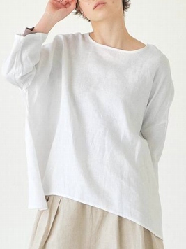 リネンオックスワイドプルオーバーブラウス
