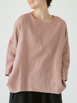 リネンオックスワイドプルオーバーブラウス