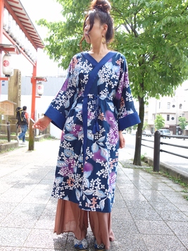 紫陽花浴衣ならいワンピース 梟 通販 エスニック アジアン ナチュラル ファッション 服 雑貨 紫陽花浴衣ならいワンピース 梟 通販 エスニック アジアン ナチュラル ファッション 服 雑貨