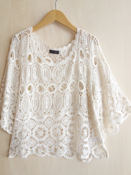 クロシェ編みの花コットンTOP