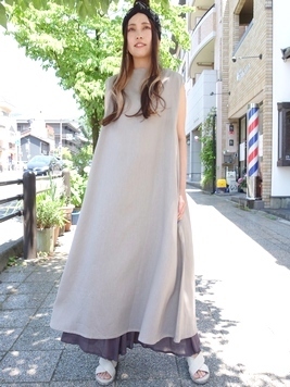 リネンボトルネックワンピース 梟 通販 エスニック アジアン ナチュラル ファッション 服 雑貨