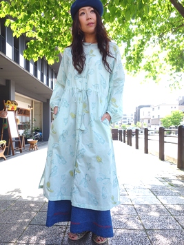 チューリップ刺繍ワンピース 梟 通販 エスニック アジアン ナチュラル ファッション 服 雑貨