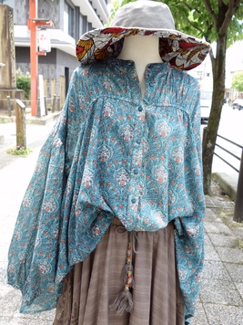 ピコフラコットンギャザーブラウス