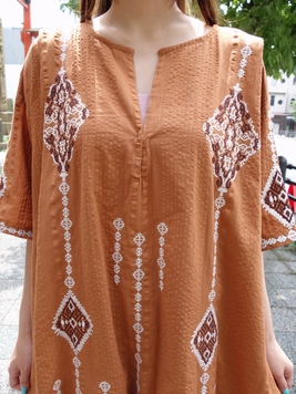 モロッカンワンピース 梟 通販 エスニック アジアン ナチュラル ファッション 服 雑貨