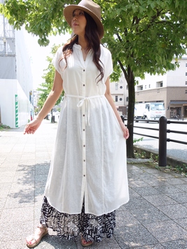 シンプリーコットン前開きワンピース
