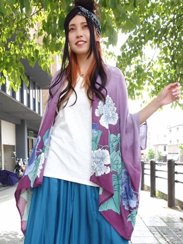 薄暮の芍薬uv羽織 梟 通販 エスニック アジアン ナチュラル ファッション 服 雑貨