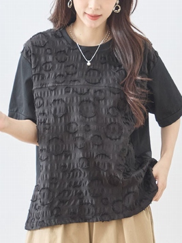 水玉のカットジャガードTOP