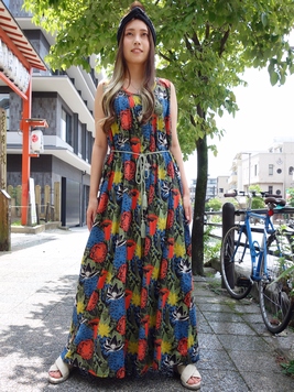 ボタニカルガーデンワンピース 梟 通販 エスニック アジアン ナチュラル ファッション 服 雑貨
