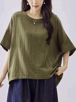 コットンガーゼボックスシルエットTOP