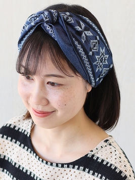 デニム刺繍ヘアバンド