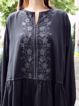 ボタニカル刺繍ワンピース 梟 通販 エスニック アジアン ナチュラル ファッション 服 雑貨