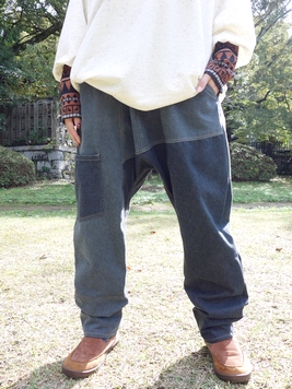 パッチワサルエルデニムパンツ