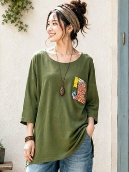 アフリカンバティックハンドステッチTOP