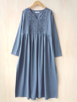 ヘリンボーン刺繍ワンピース