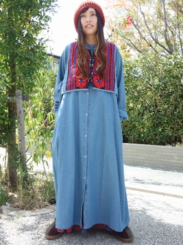 カヌムール刺繍ベスト付SETワンピース