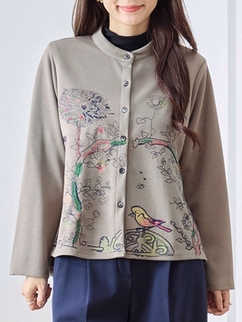 鳥と草木の刺繍TOP