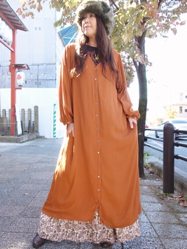 クレプナ前開きワンピース 梟 通販 エスニック アジアン ナチュラル ファッション 服 雑貨
