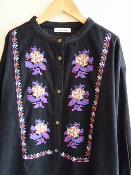 フォークロア刺繍シャツワンピース