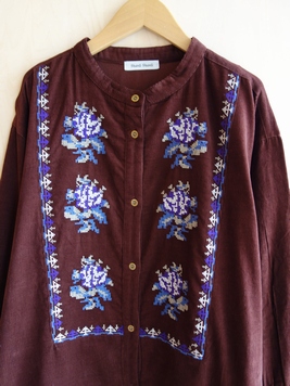 フォークロア刺繍シャツワンピース