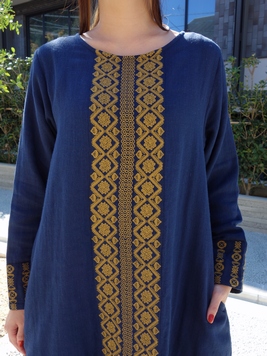 ダブルガーゼネイティブ刺繍ワンピース｜『梟』通販 エスニック  