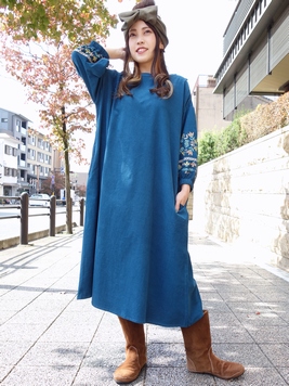 クッカ刺繍ワンピース 梟 通販 エスニック アジアン ナチュラル ファッション 服 雑貨