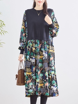 動物たちのレイヤード風ワンピース